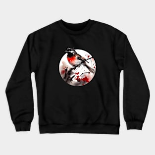 Watercolour robin on branch Crewneck Sweatshirt